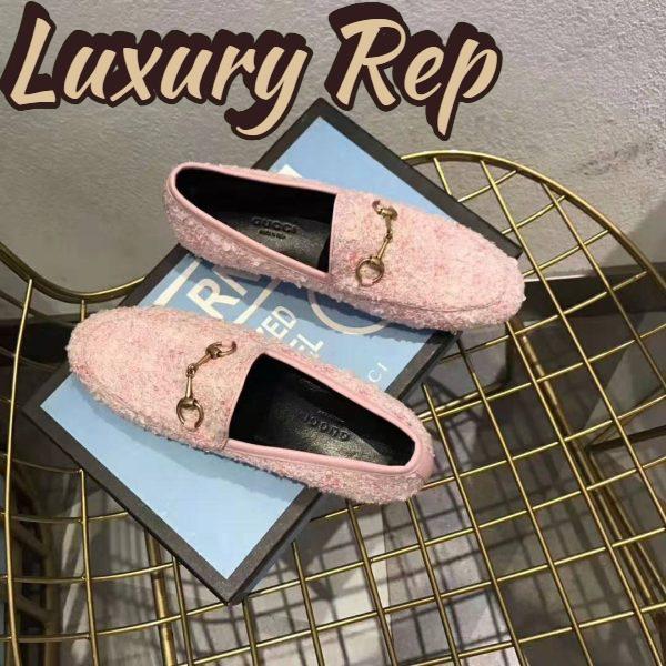 Replica Gucci Women Gucci Jordaan Tweed Loafer 1.3 cm Heel-Pink 7