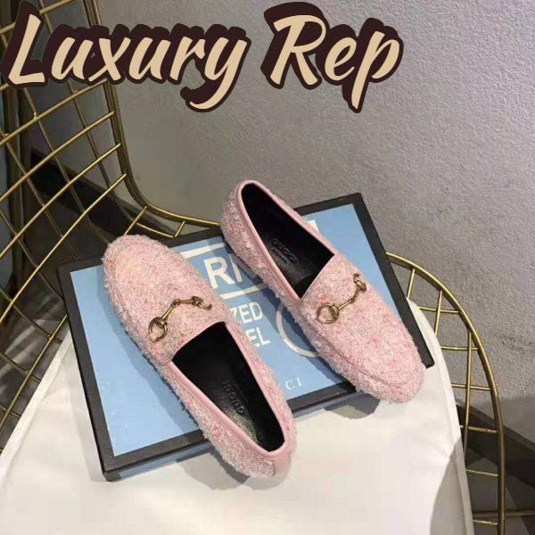 Replica Gucci Women Gucci Jordaan Tweed Loafer 1.3 cm Heel-Pink 8