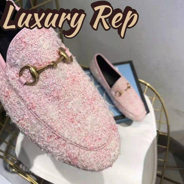 Replica Gucci Women Gucci Jordaan Tweed Loafer 1.3 cm Heel-Pink 9