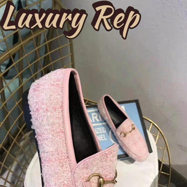 Replica Gucci Women Gucci Jordaan Tweed Loafer 1.3 cm Heel-Pink 10