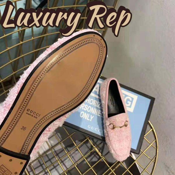 Replica Gucci Women Gucci Jordaan Tweed Loafer 1.3 cm Heel-Pink 11