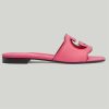 Replica Gucci Women Leather and Mesh Sandal 4.6cm Height-Pink 6