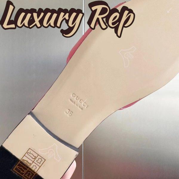 Replica Gucci Women Interlocking G Cut Out Slide Sandal Dark Pink Leather Flat 11