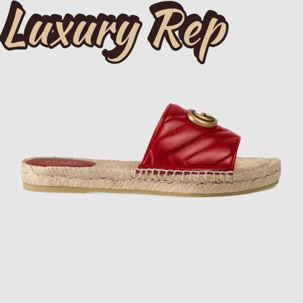 Replica Gucci Women Leather Espadrille Sandal-Red