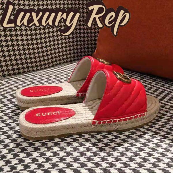 Replica Gucci Women Leather Espadrille Sandal-Red 3