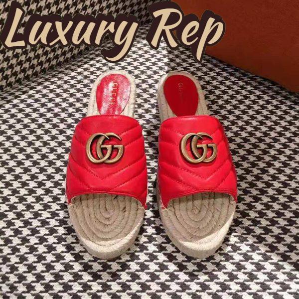 Replica Gucci Women Leather Espadrille Sandal-Red 4