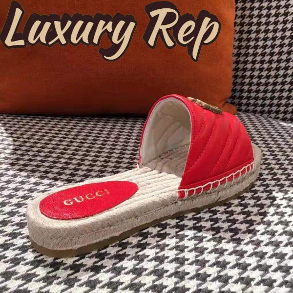 Replica Gucci Women Leather Espadrille Sandal-Red 5