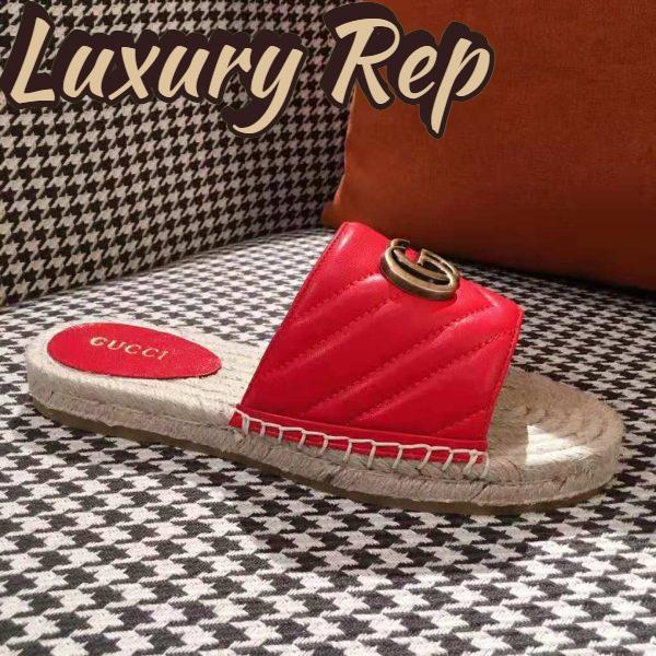 Replica Gucci Women Leather Espadrille Sandal-Red 6