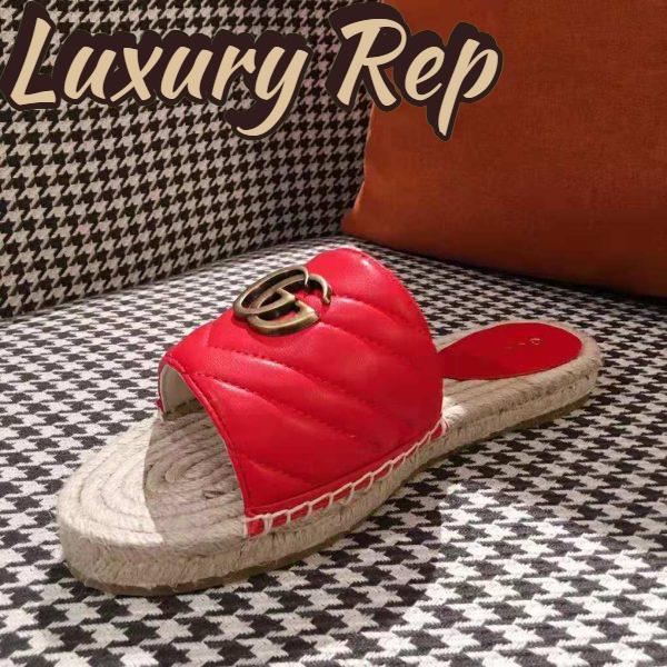 Replica Gucci Women Leather Espadrille Sandal-Red 7