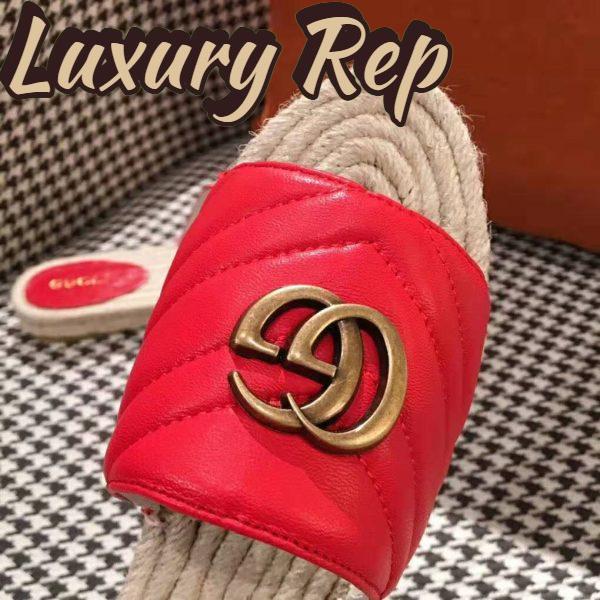 Replica Gucci Women Leather Espadrille Sandal-Red 9