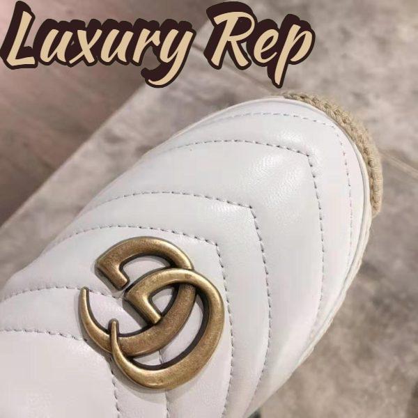 Replica Gucci Women Leather Espadrille with Double G in Matelassé Chevron Leather-White 8