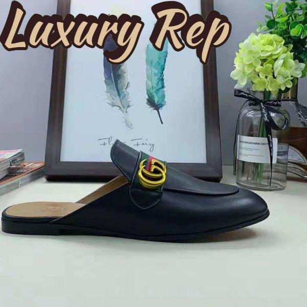Replica Gucci Women Leather Loafer with GG Web-Black 3