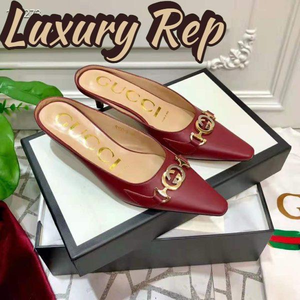 Replica Gucci Women Zumi Leather Slide 4.6 cm Height-Maroon 3