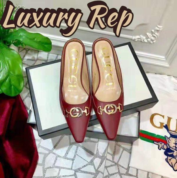 Replica Gucci Women Zumi Leather Slide 4.6 cm Height-Maroon 4
