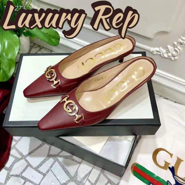 Replica Gucci Women Zumi Leather Slide 4.6 cm Height-Maroon 5