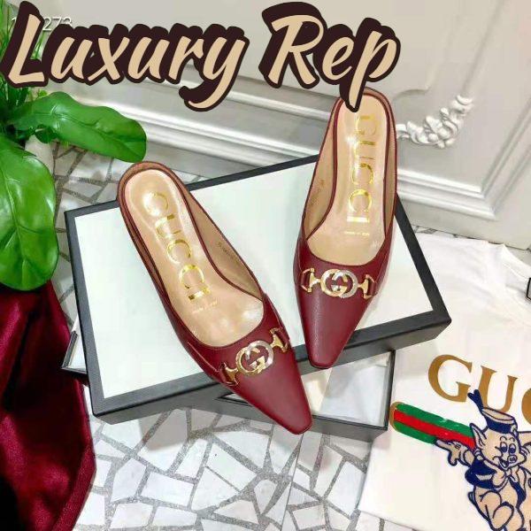 Replica Gucci Women Zumi Leather Slide 4.6 cm Height-Maroon 7