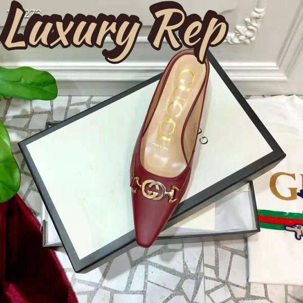 Replica Gucci Women Zumi Leather Slide 4.6 cm Height-Maroon 8