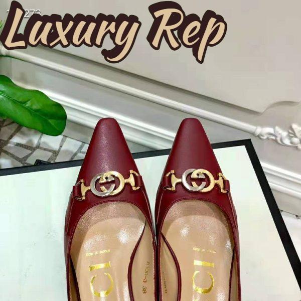 Replica Gucci Women Zumi Leather Slide 4.6 cm Height-Maroon 9
