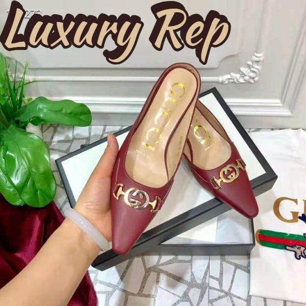 Replica Gucci Women Zumi Leather Slide 4.6 cm Height-Maroon 10