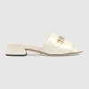 Replica Gucci Women Zumi Leather Slide Sandal Interlocking G Horsebit Black Leather 2.5 cm Heel Height 12