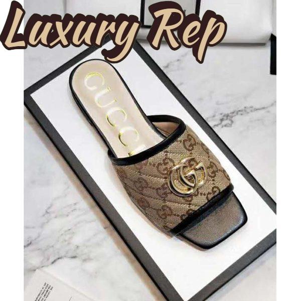 Replica Gucci Women’s GG Matelassé Canvas Slide Sandal Beige/Ebony Diagonal 7