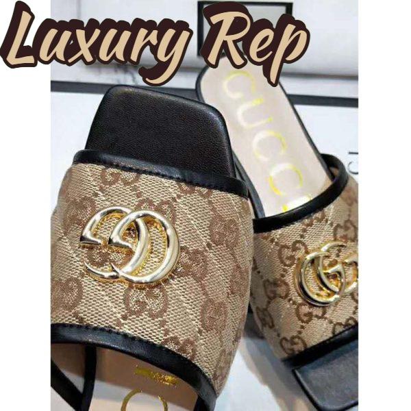 Replica Gucci Women’s GG Matelassé Canvas Slide Sandal Beige/Ebony Diagonal 8