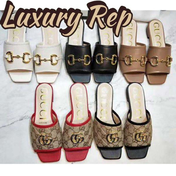 Replica Gucci Women’s GG Matelassé Canvas Slide Sandal Beige/Ebony Diagonal 10