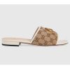 Replica Gucci Women’s GG Matelassé Canvas Slide Sandal Beige/Ebony Diagonal 11
