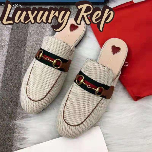 Replica Gucci Women’s Princetown Canvas Slipper 1cm Heel-Sandy 4