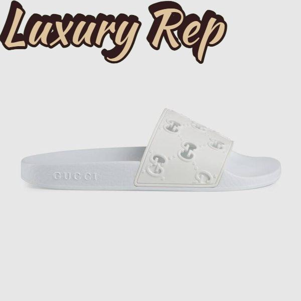 Replica Gucci Women’s Rubber GG Slide Sandal-White