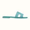 Replica Hermes Women Oran Sandal Epsom Calfskin Iconic “H” Cut-Out-Aqua
