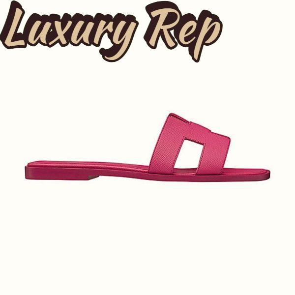 Replica Hermes Women Oran Sandal Epsom Calfskin Iconic “H” Cut-Out-Pink