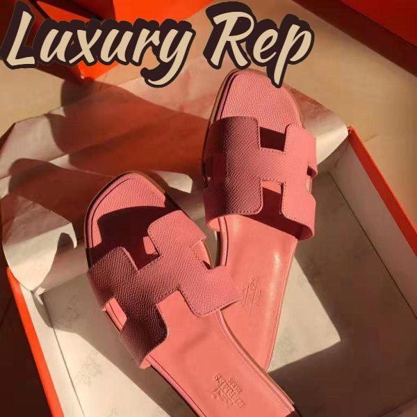 Replica Hermes Women Oran Sandal Epsom Calfskin Iconic “H” Cut-Out-Pink 5