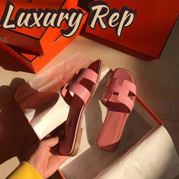 Replica Hermes Women Oran Sandal Epsom Calfskin Iconic “H” Cut-Out-Pink 8