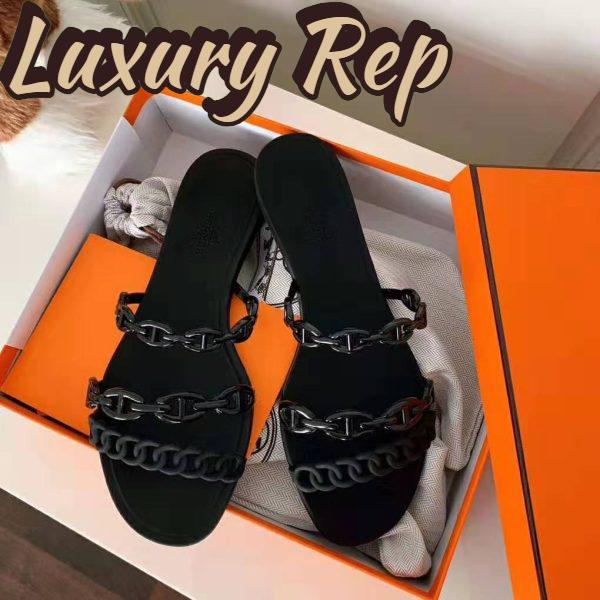Replica Hermes Women Rivage Sandal Summer TPU Sole-Black 3