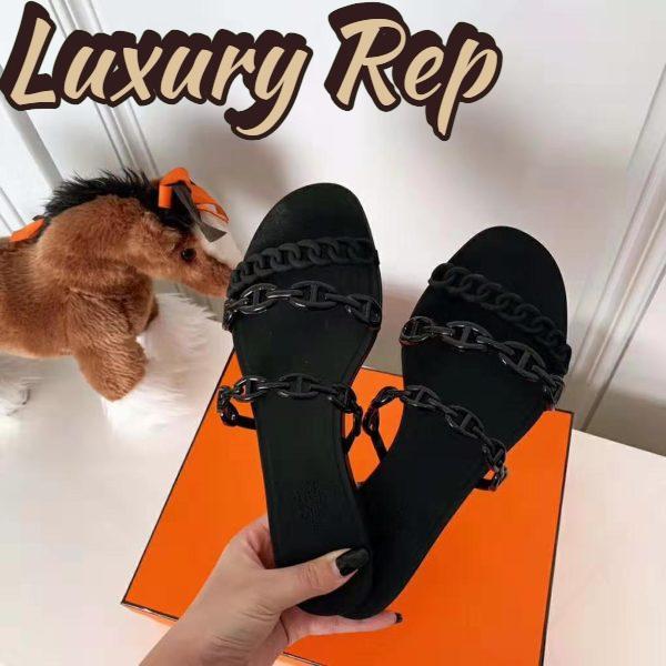 Replica Hermes Women Rivage Sandal Summer TPU Sole-Black 7