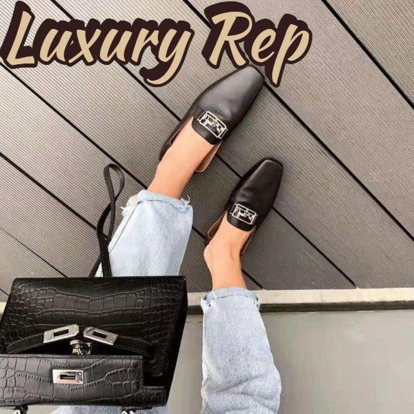 Replica Hermes Women Time Loafer Goatskin with Detailed Openwork Hardware-Black 8