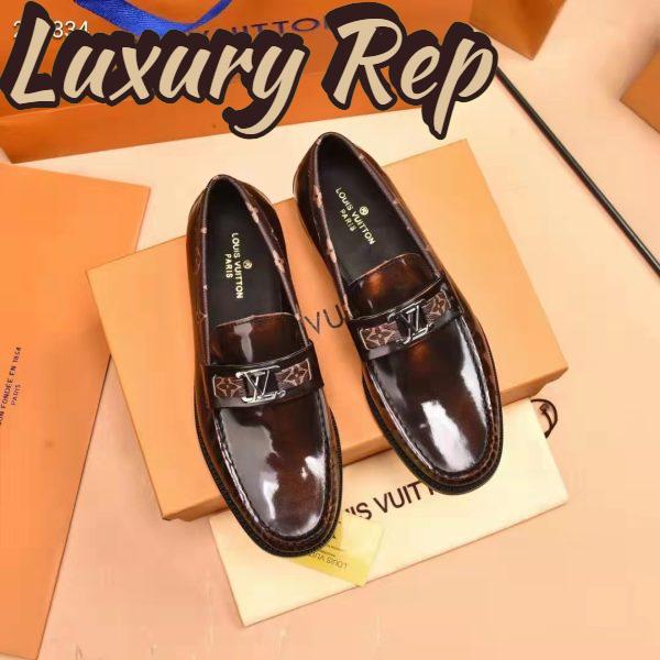 Replica Louis Vuitton LV Men Major Loafer Ebene Glazed Calf Leather Monogram Canvas 4