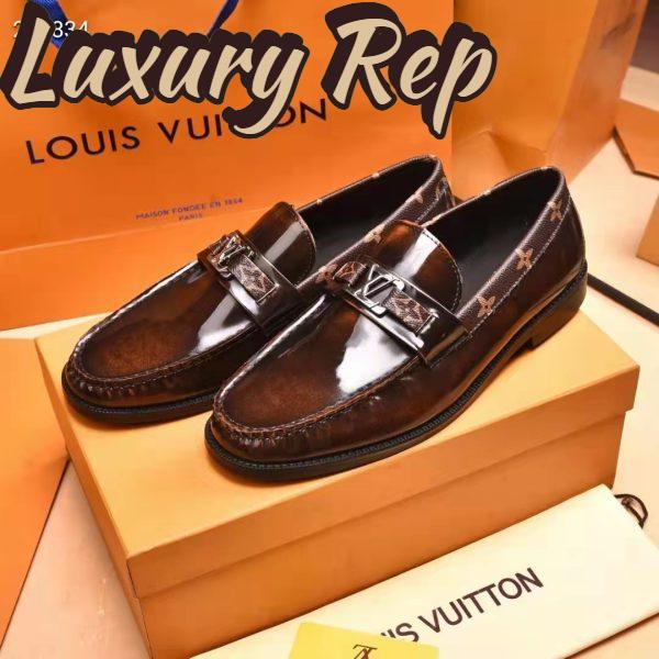 Replica Louis Vuitton LV Men Major Loafer Ebene Glazed Calf Leather Monogram Canvas 5