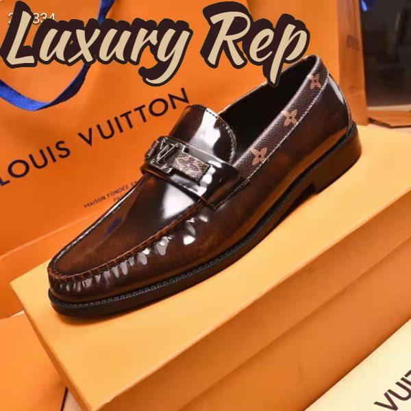 Replica Louis Vuitton LV Men Major Loafer Ebene Glazed Calf Leather Monogram Canvas 6