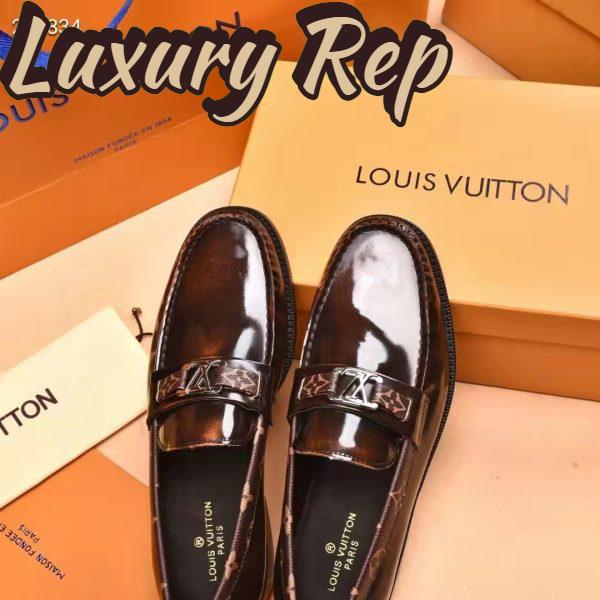 Replica Louis Vuitton LV Men Major Loafer Ebene Glazed Calf Leather Monogram Canvas 11