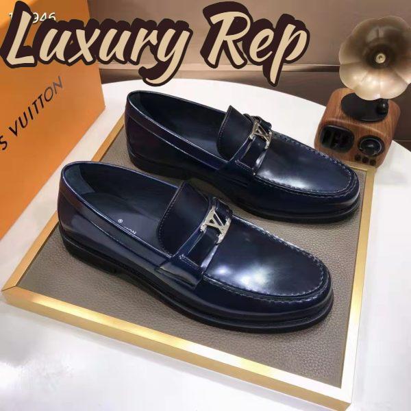 Replica Louis Vuitton LV Men Major Loafer Navy Blue Glazed Calf Monogram Canvas 3