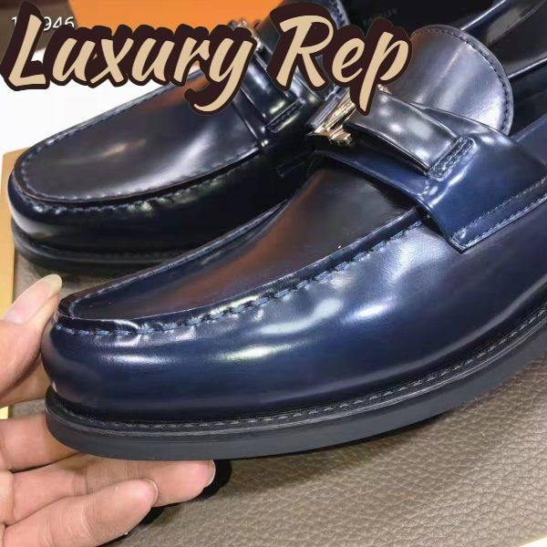 Replica Louis Vuitton LV Men Major Loafer Navy Blue Glazed Calf Monogram Canvas 10