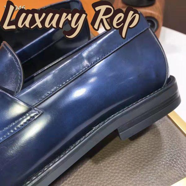 Replica Louis Vuitton LV Men Major Loafer Navy Blue Glazed Calf Monogram Canvas 11