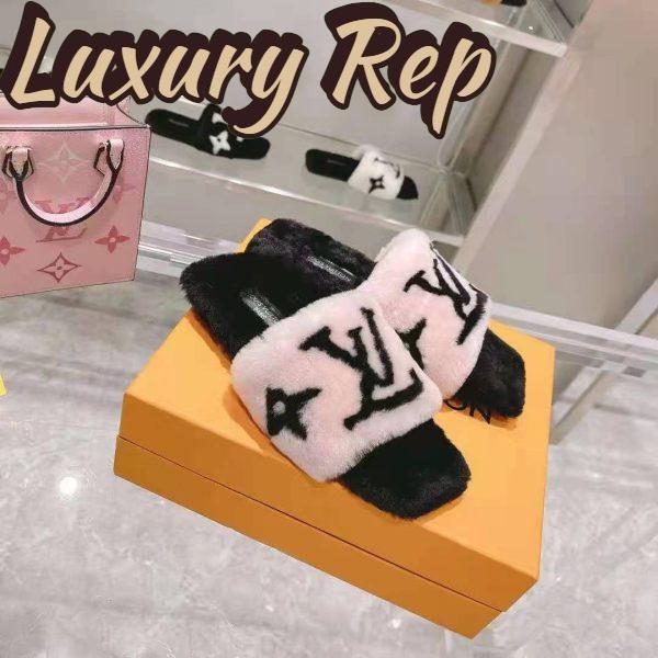 Replica Louis Vuitton LV Unisex Fay Flat Mule Rose Clair Pink Mink Leather Outsole LV Initials Monogram Flowers 3