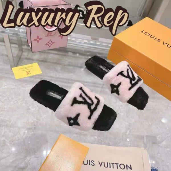 Replica Louis Vuitton LV Unisex Fay Flat Mule Rose Clair Pink Mink Leather Outsole LV Initials Monogram Flowers 4