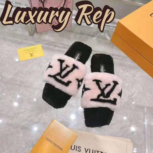Replica Louis Vuitton LV Unisex Fay Flat Mule Rose Clair Pink Mink Leather Outsole LV Initials Monogram Flowers 5