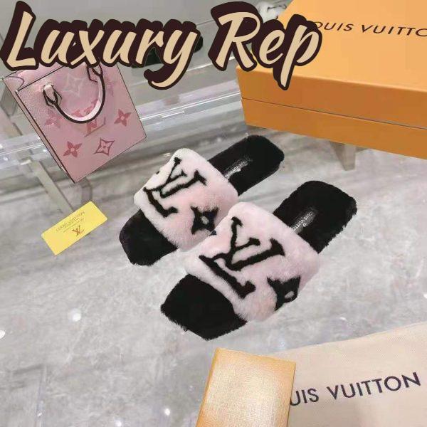 Replica Louis Vuitton LV Unisex Fay Flat Mule Rose Clair Pink Mink Leather Outsole LV Initials Monogram Flowers 6