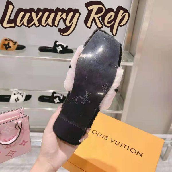 Replica Louis Vuitton LV Unisex Fay Flat Mule Rose Clair Pink Mink Leather Outsole LV Initials Monogram Flowers 10