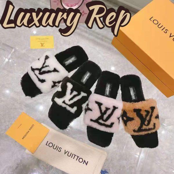 Replica Louis Vuitton LV Unisex Fay Flat Mule Rose Clair Pink Mink Leather Outsole LV Initials Monogram Flowers 11